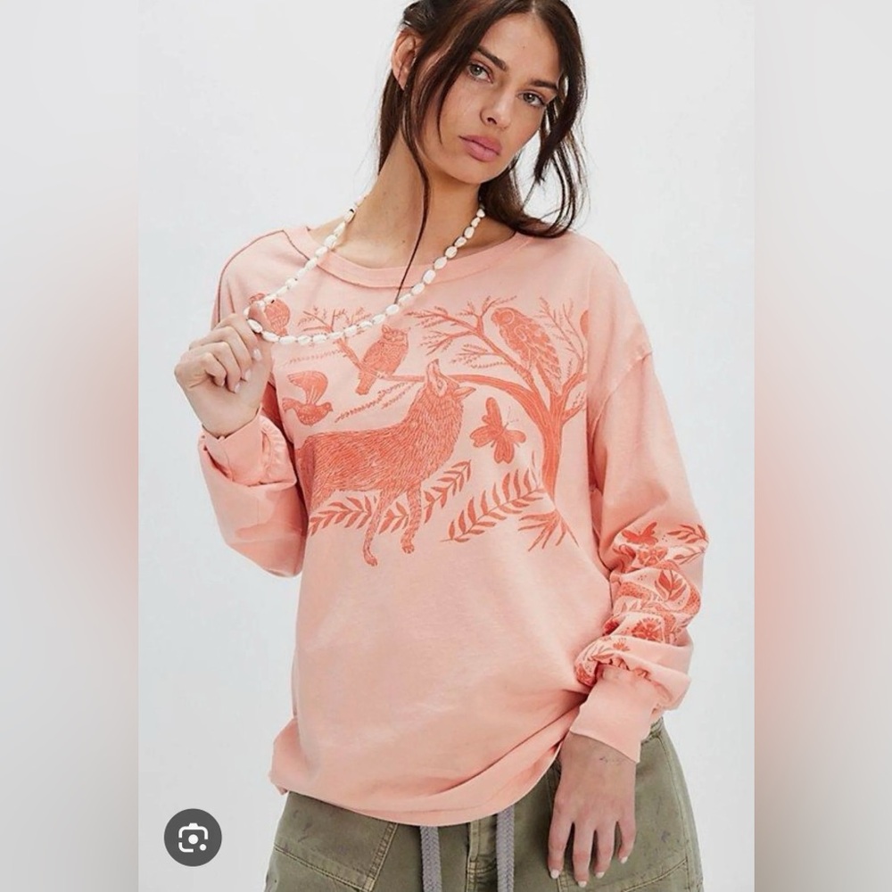 Free People-RAGABOND Fox & Owl Woodland Long Sleeve Top